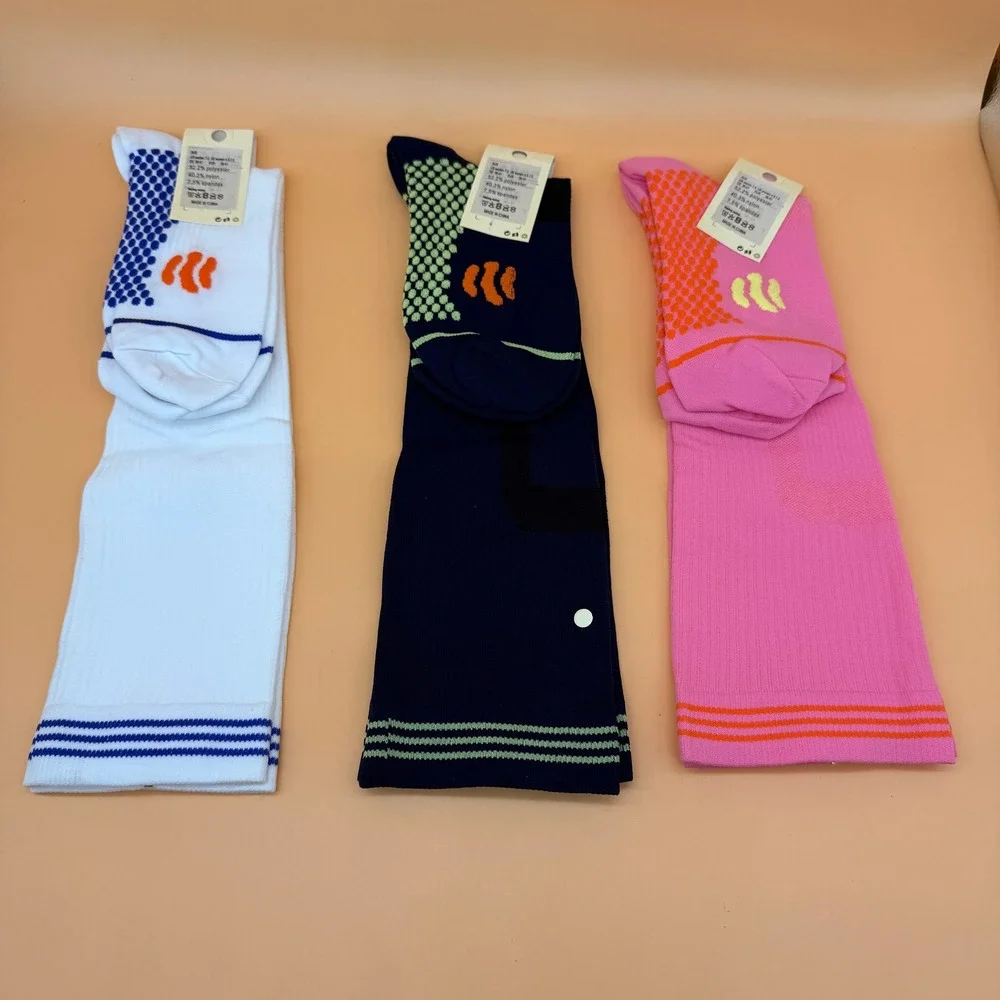 3 Pairs Speum Womens US 7-9 Compression High Non-slip Socks Navy, White, Pink